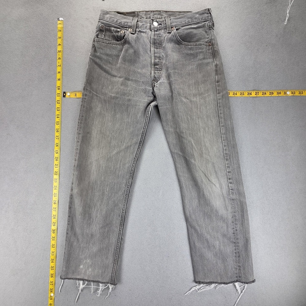 Vintage Levis 501 Jeans Mens Gray Regular Straight Made In USA Button Fly 28x27
